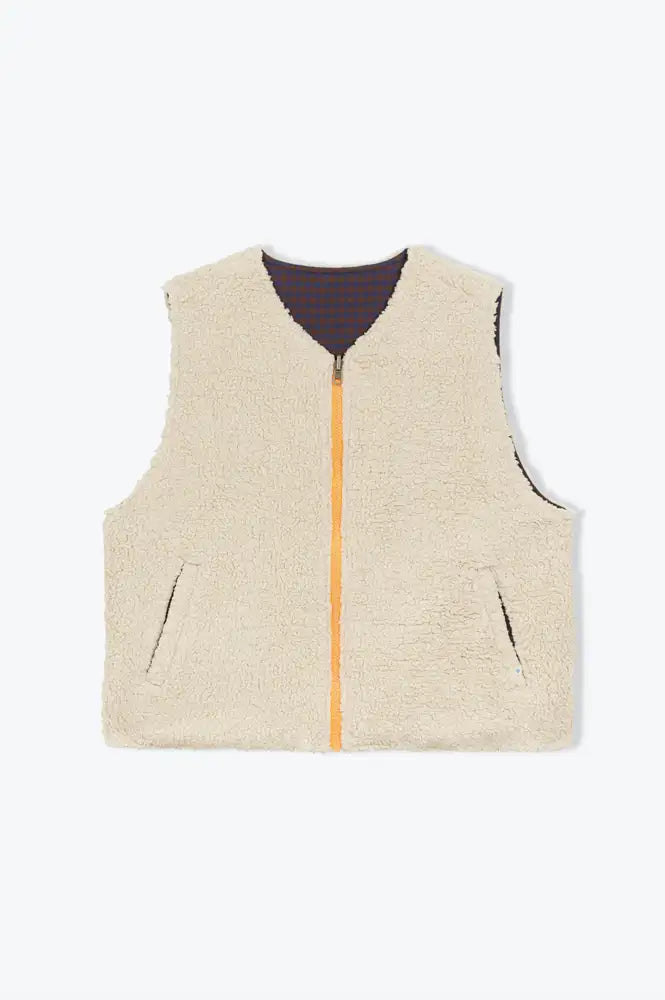 A.P Navy & Brown Reversible Gingham Gilet