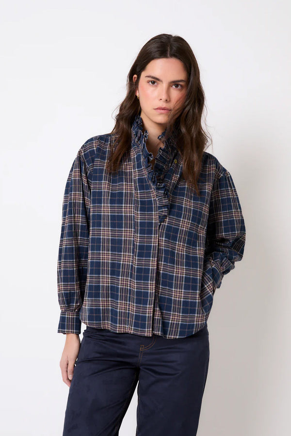 Sophie + Lucie Maribel Azul Checked Blouse - The Mercantile London