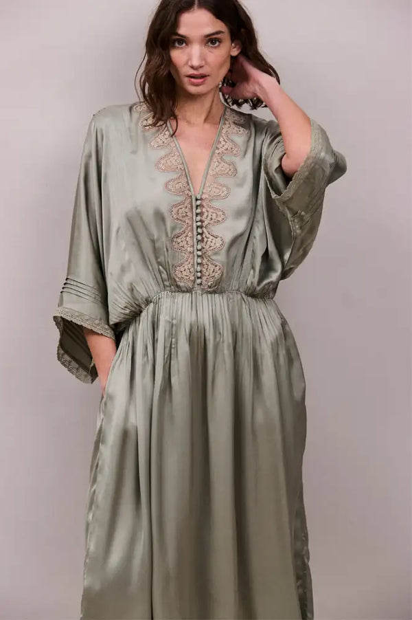 Faune Honeysuckle Sage Dress - The Mercantile London