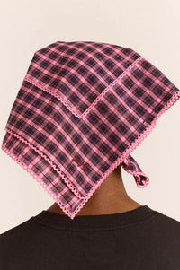 Damson Madder Magenta Check Headscarf