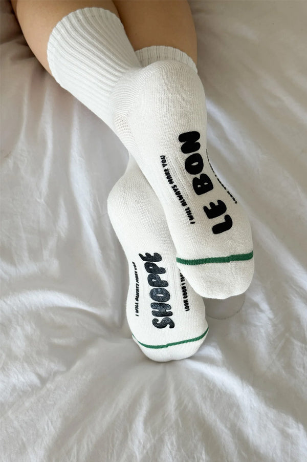 Le Bon Shoppe Hugger White Black Socks