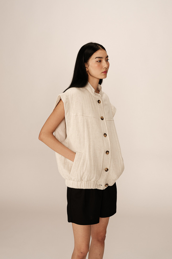 Grace & Mila Placide Beige Vest - The Mercantile London