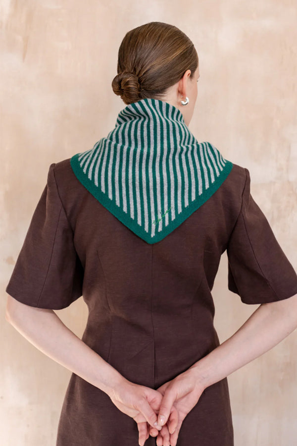 TBCo Green & Charcoal Stripe Triangle Scarf