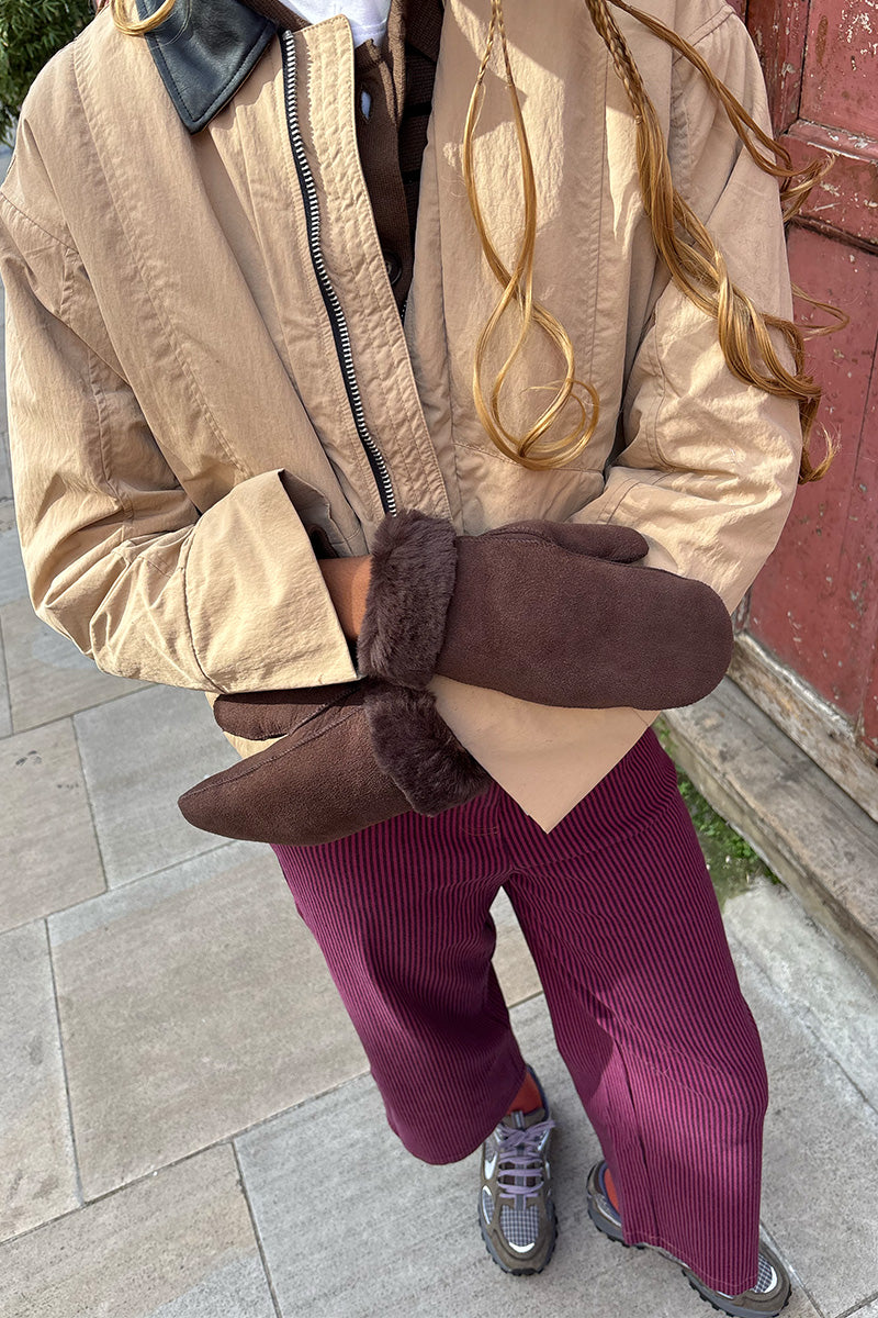 Beck Söndergaard Doa Chocolate Torte Shearling Mittens - The Mercantile London