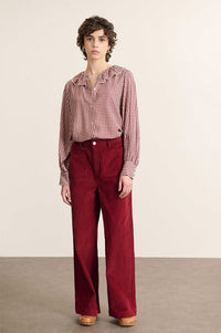 Garance Bertille Bordeaux Gingham Blouse - The Mercantile London