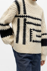 Object Petrine Sand And Black Knitted Jumper - The Mercantile London