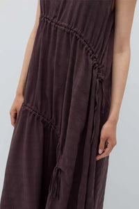 Rita Row Lovie Brown Asymmetric Gathered Dress - The Mercantile London