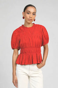 An'ge Sizaya Red Pleated Top - The Mercantile London