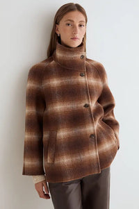 Yerse Camel Blur Check Coat