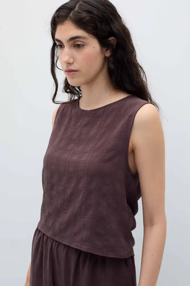 Rita Row Bisou Brown Reversible Ruched Top - The Mercantile London