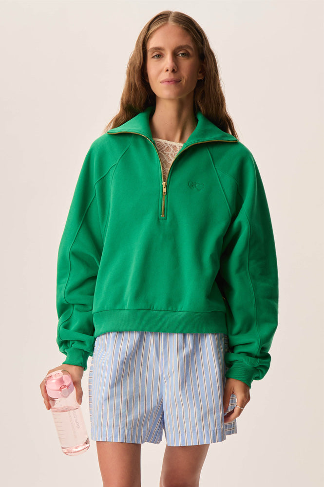 Des Petits Hauts Jona Kale Quarter-Zip Sweatshirt