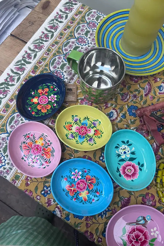Namaste Hand Painted Rose Oval Trinket Dish