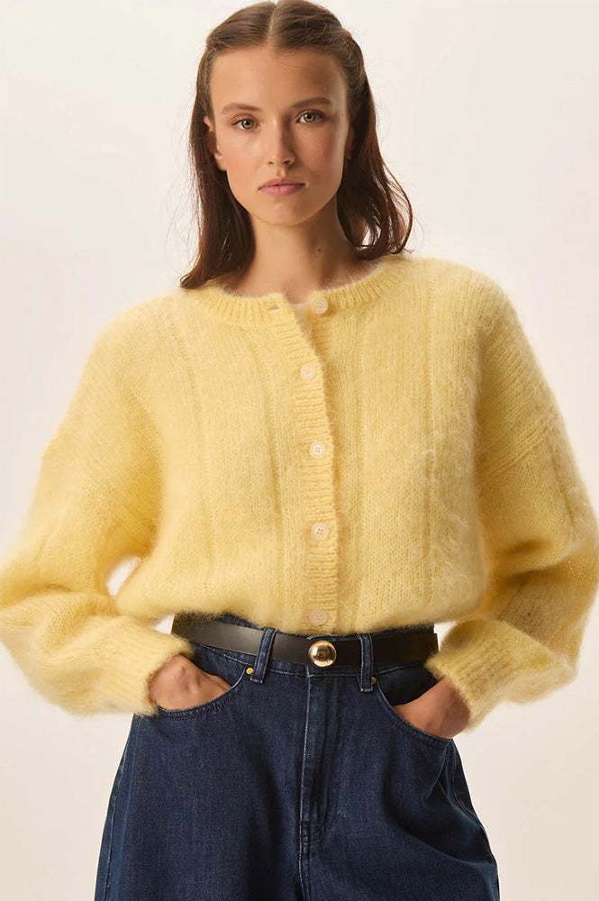 Des Petits Hauts Owl Lemon Yellow Cardigan - The Mercantile London