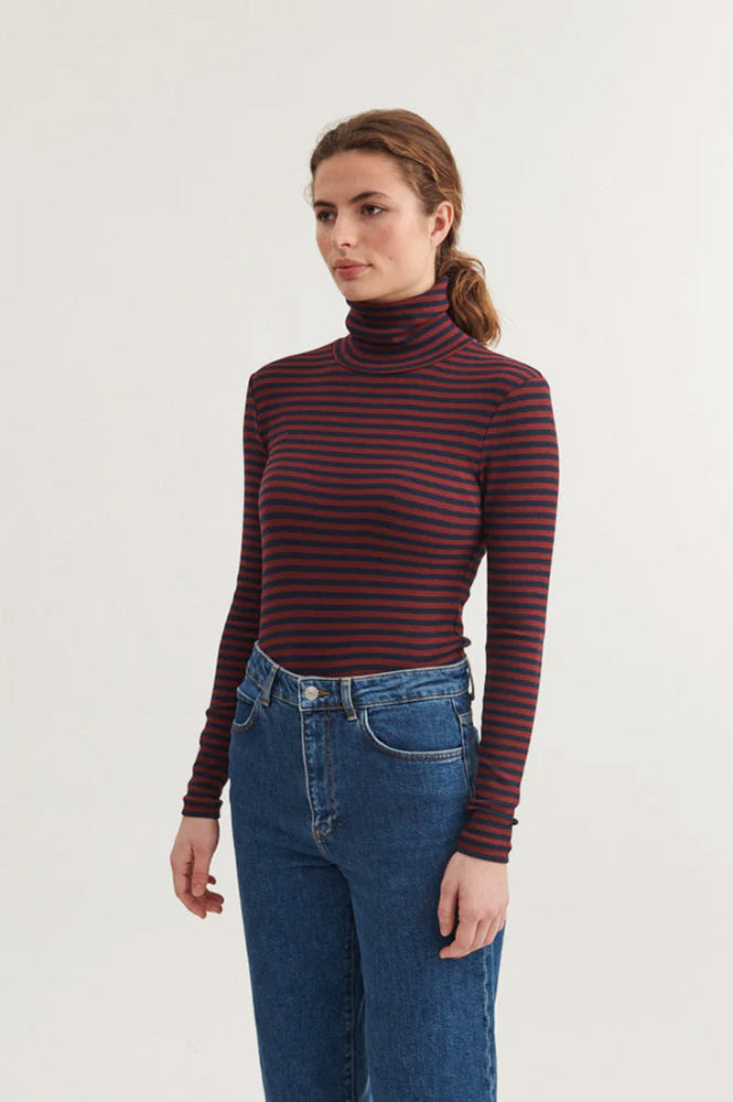 Basic Apparel Ludmilla Bordeaux and Sky Captain Top - The Mercantile London