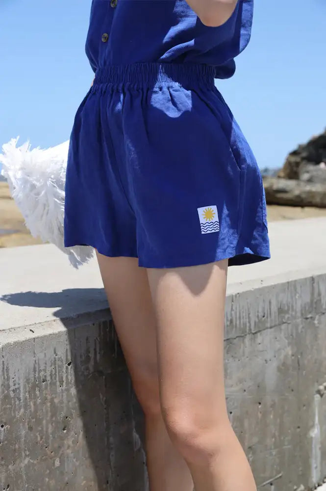 L.F. Markey Basic Cobalt Linen Shorts