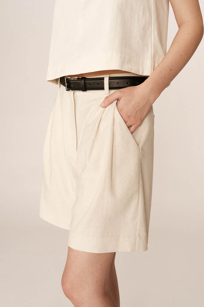 Grace & Mila Pascal Tailored Ecru Bermuda Shorts - The Mercantile London