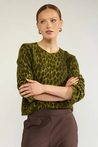 Numph Riette Calla Green Leopard Jumper