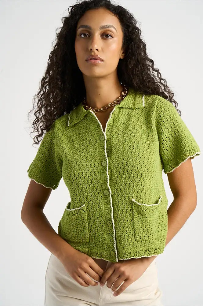 Petite Mendigote Mina Pistachio Knitted Shirt - The Mercantile London