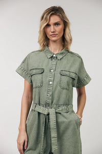 Lolly's Laundry Mathilde Dusty Green Denim Jumpsuit