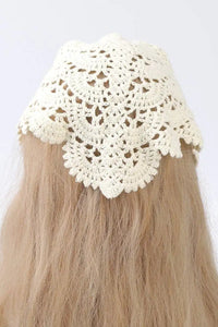 Funkyrel Scarvii Cream Crochet Lace Triangle Hair Scarf - The Mercantile London