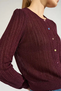 Numph Misla Metallic Fig Cardigan