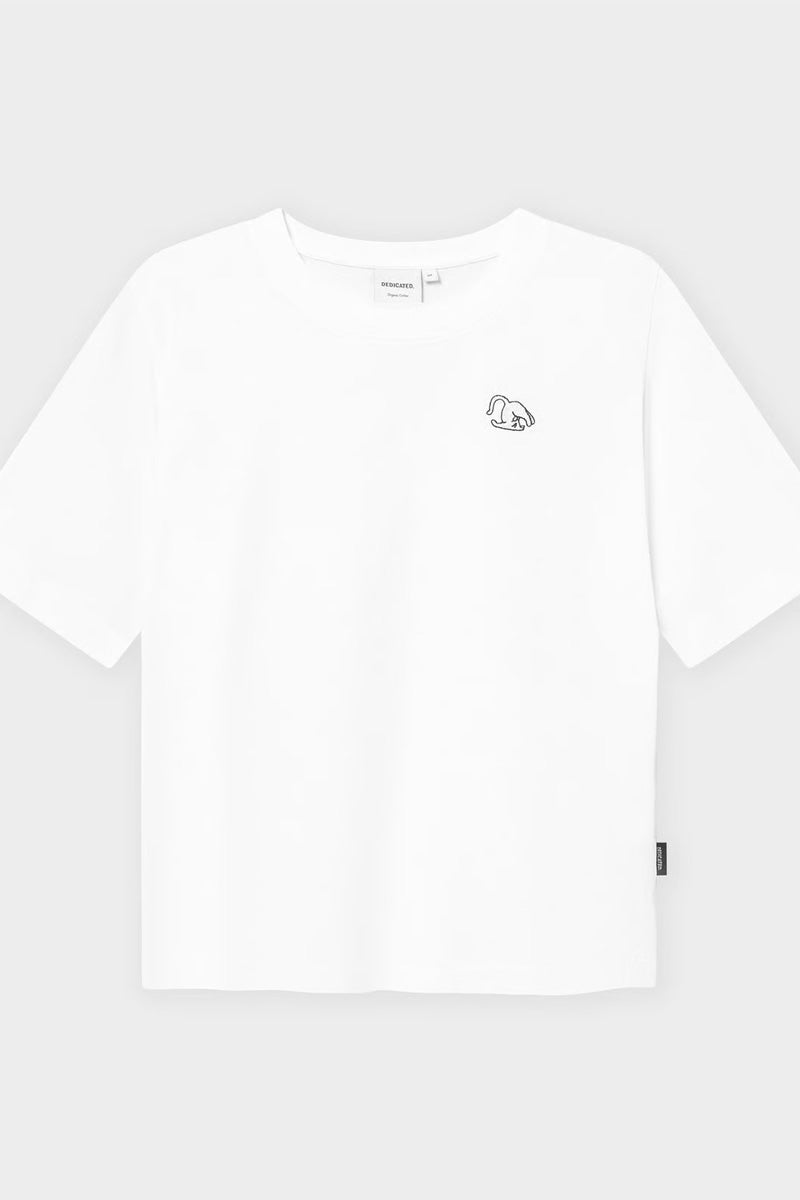 Dedicated Vadstena Cat Pose White T-Shirt - The Mercantile London