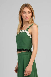 An'ge Soline Green Ric Rac Top