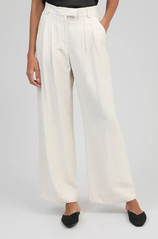 An'ge Patila Beige Striped Trousers - The Mercantile London