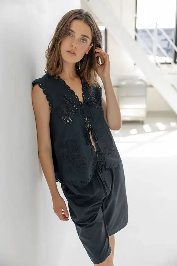 Project AJ117 Hope Black Vest Top - The Mercantile London