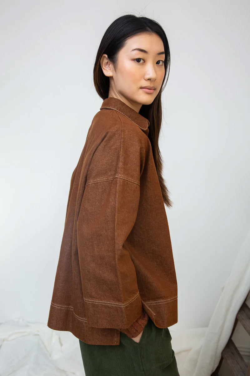 Beaumont Organic Dylan Bark Brown Overshirt - The Mercantile London