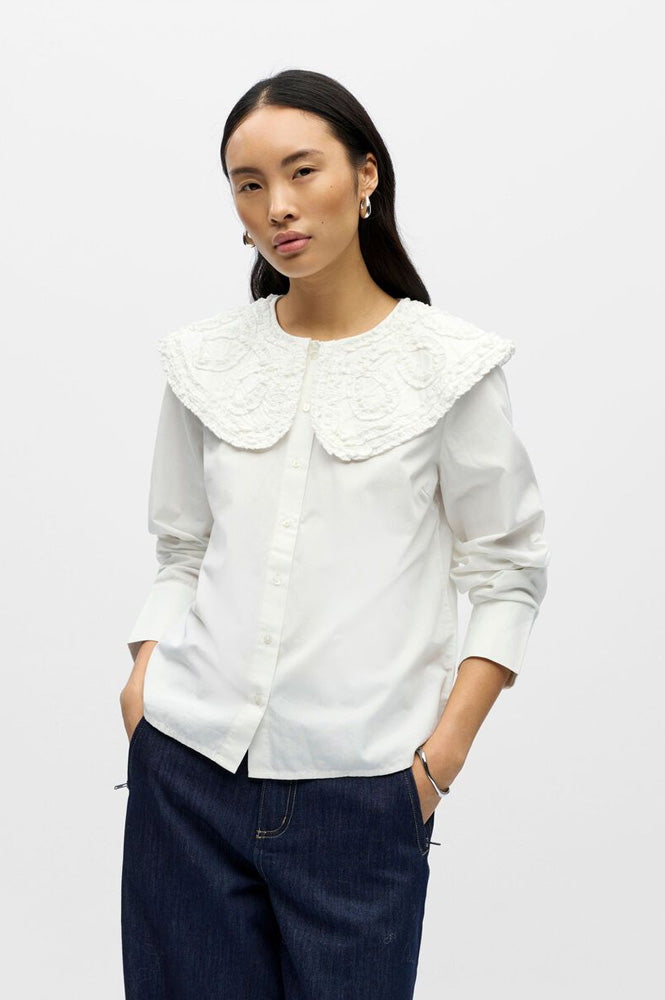 Object Enesa Cloud Dancer Shirt With Oversized Collar - The Mercantile London