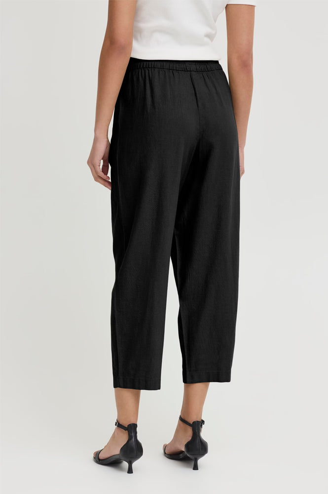 ICHI Linno Black Barrel Leg Trousers - The Mercantile London