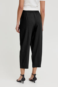 ICHI Linno Black Barrel Leg Trousers - The Mercantile London