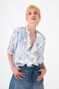 Chicosoleil Old-Fashioned Rose Ruffle Blouse - The Mercantile London