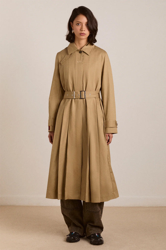 Damson Madder Sofia Stone Pleated Trench Coat