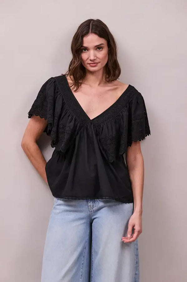 Faune Camelia Black Top - The Mercantile London