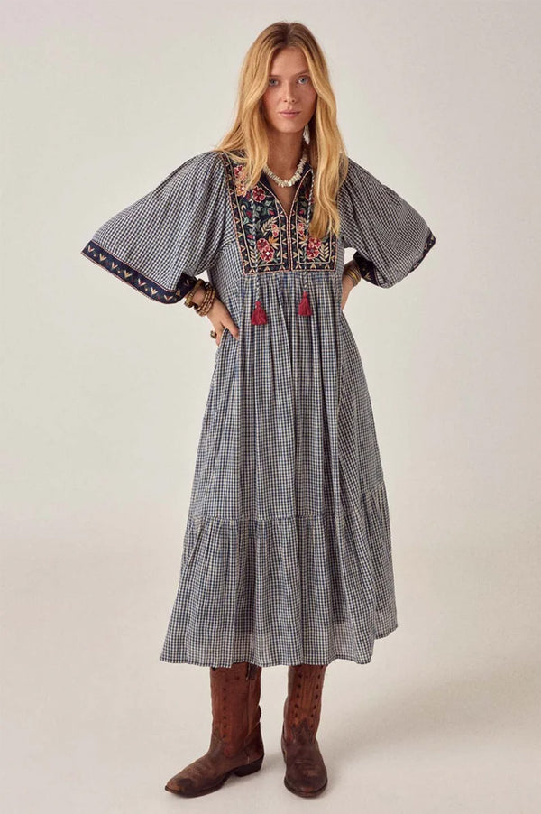 Maison Hotel Augusta Gingham Bloom Dress - The Mercantile London