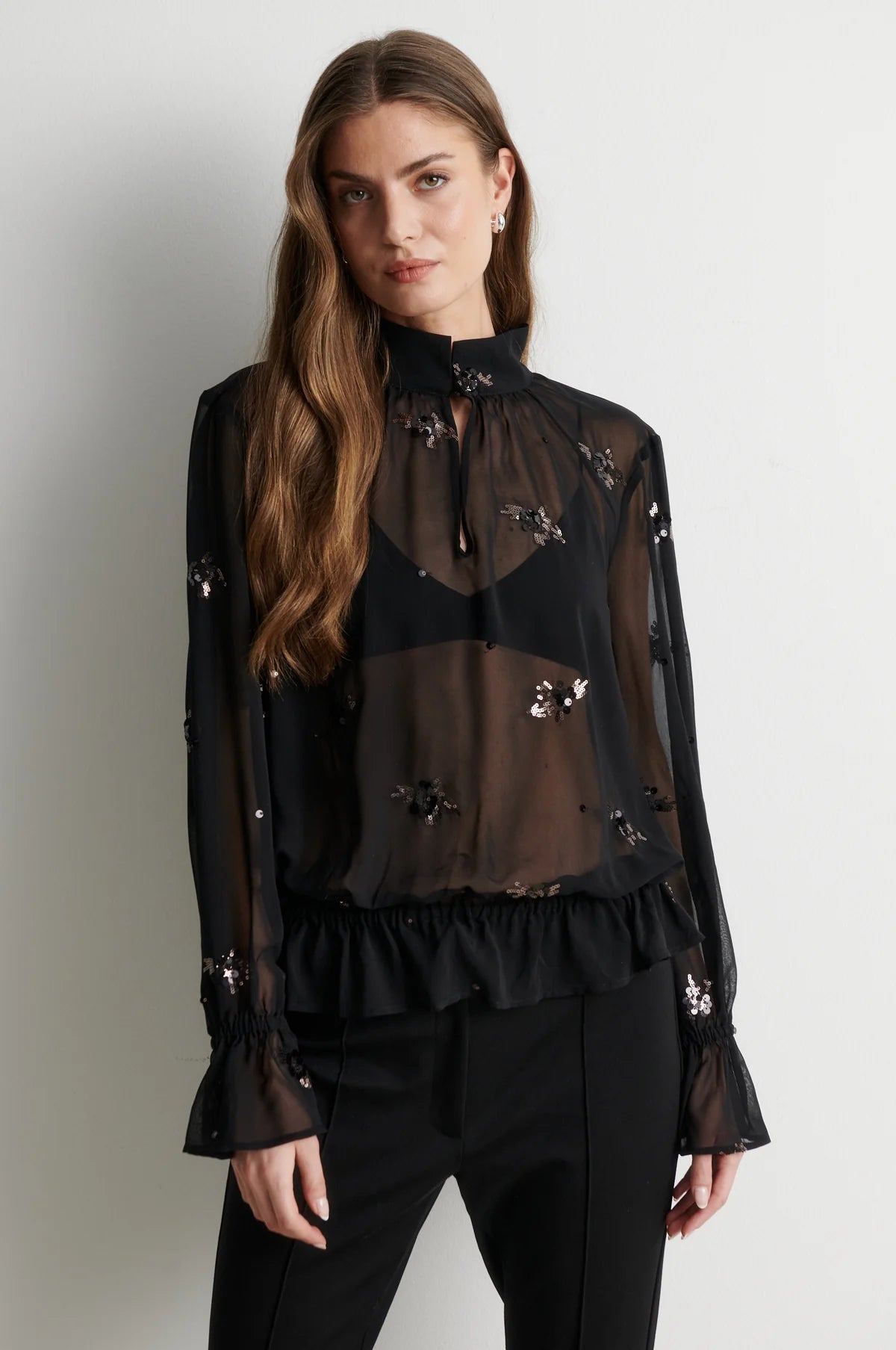 Second Female Luma Black Sequin Blouse