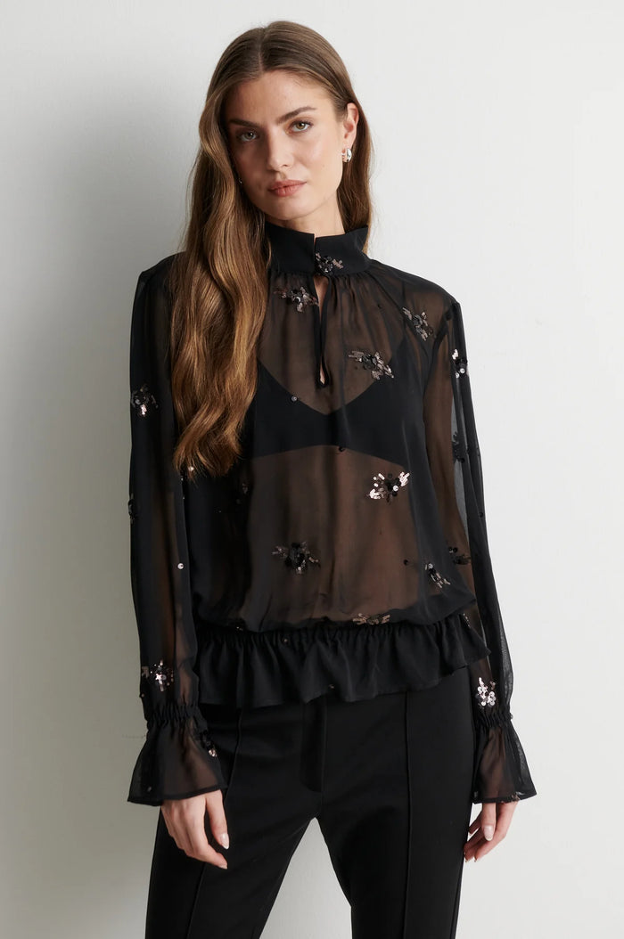 Second Female Luma Black Sequin Blouse
