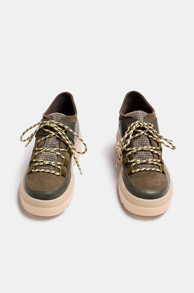 Naguisa Abra Olive Checks Low Boots