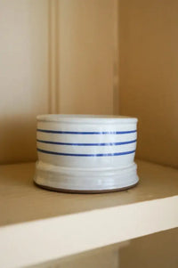 Hand Painted Breton Stripe Ink Tea Light - The Mercantile London