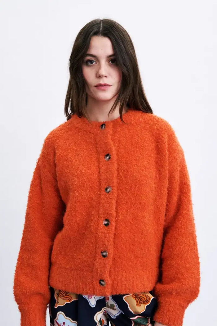 FRNCH Syros Orange Knitted Cardigan - The Mercantile London