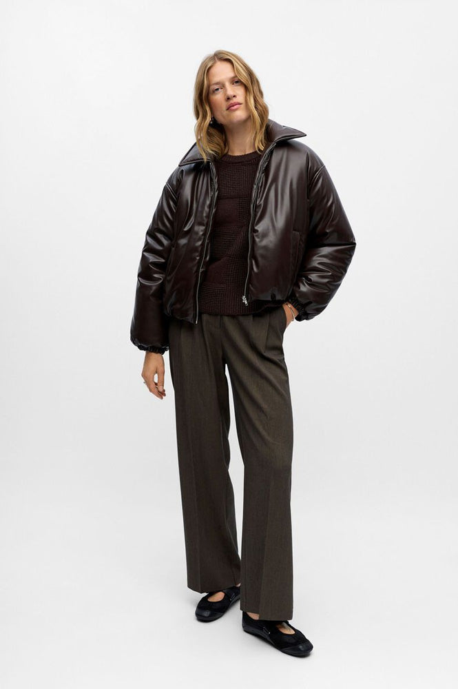 Object Cleo Seal Brown Cropped Puffer Jacket - The Mercantile London