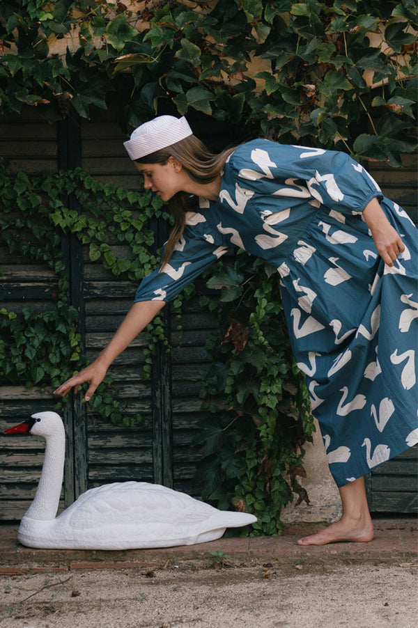 The Tiny Big Sister Sky Blue Swan Dress - The Mercantile London