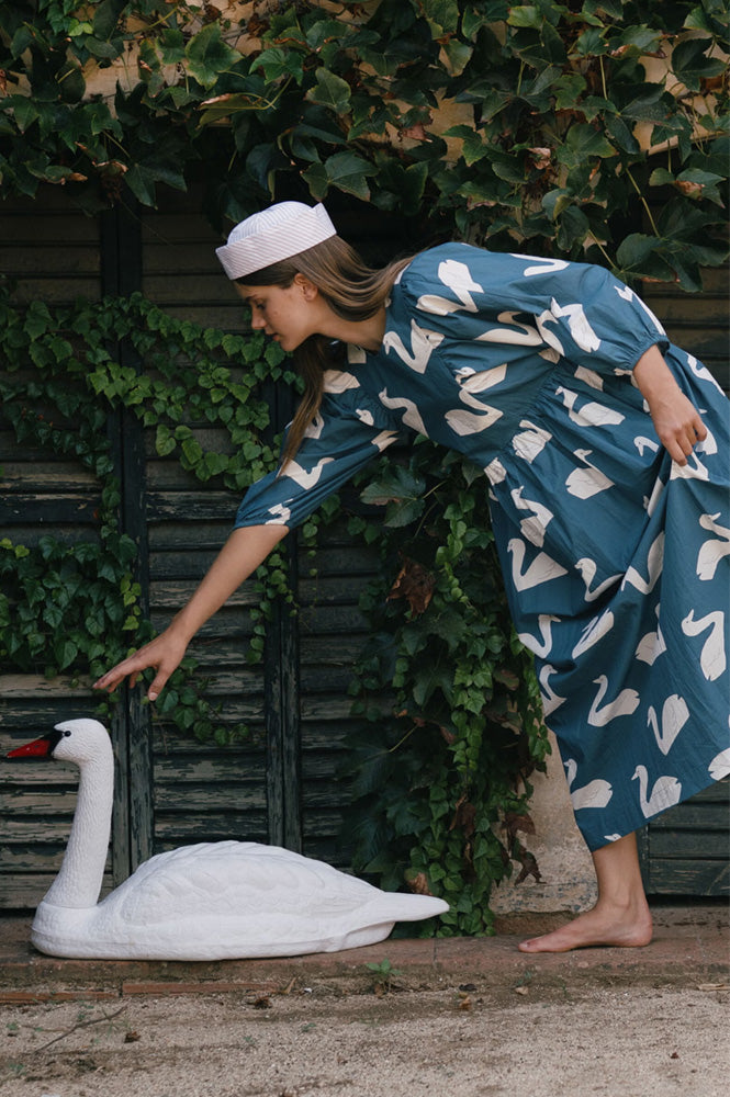 The Tiny Big Sister Sky Blue Swan Dress