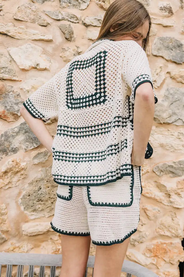 Indi & Cold Black & White Crochet Shirt - The Mercantile London