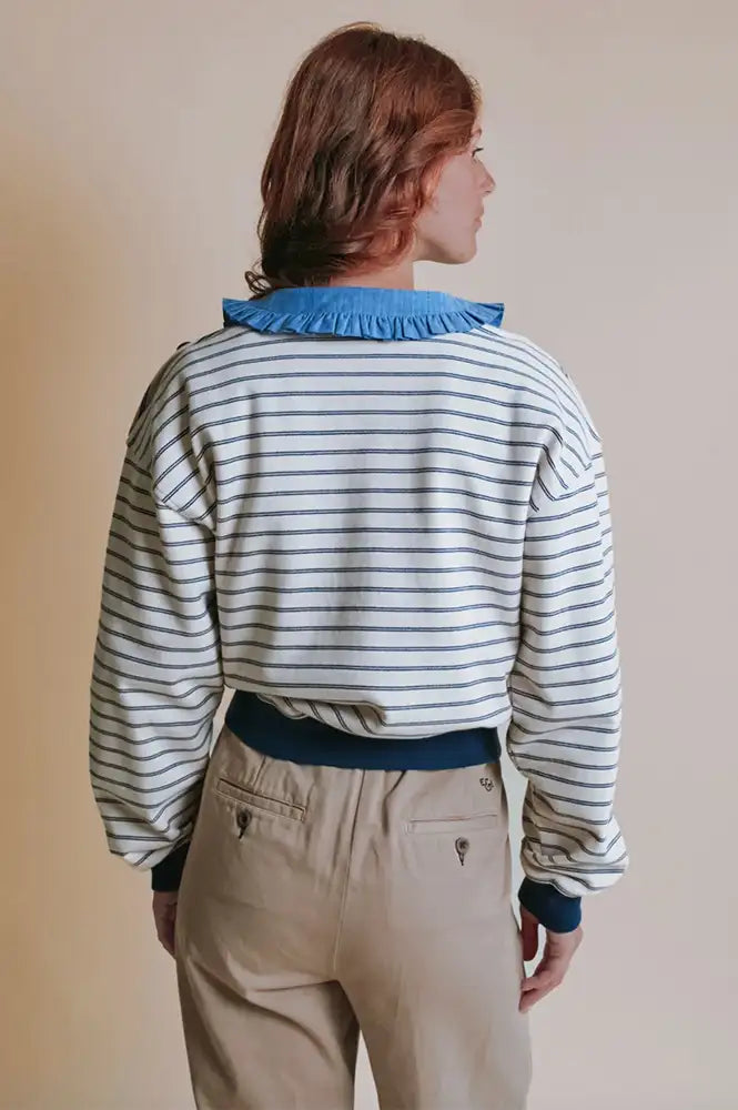 Emile Et Ida Elliot Navy Pinstripe Sweatshirt