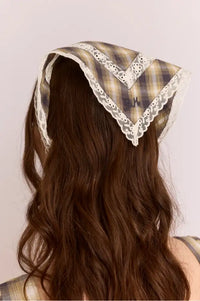 Damson Madder Cardamon Check Headscarf