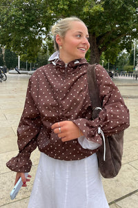 Ginny & Me Espresso Polka Dot Flared Waterproof Windbreaker - The Mercantile London