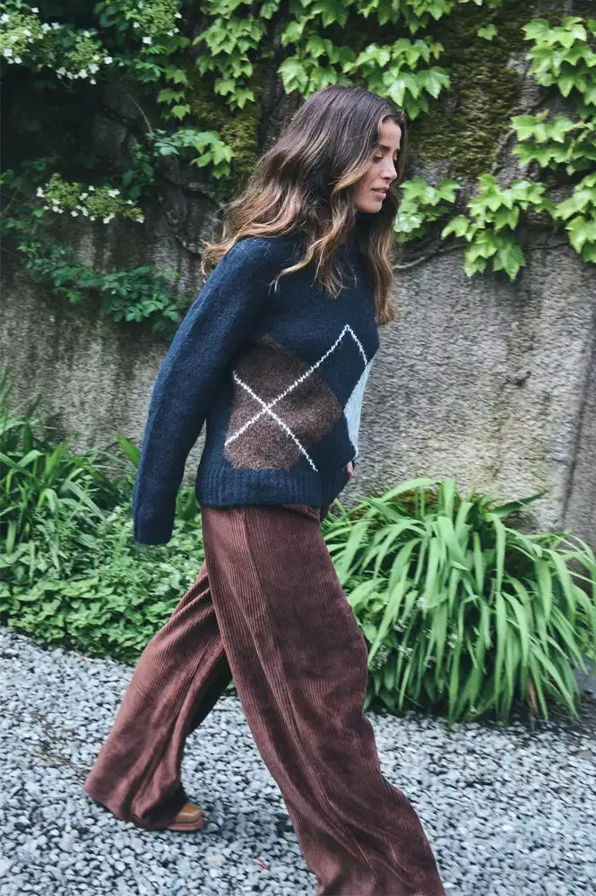ICHI Bayana Total Eclipse Argyle Jumper